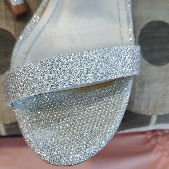 Glittery Silver Strappy Heels Size 7 - Picture 6 of 7